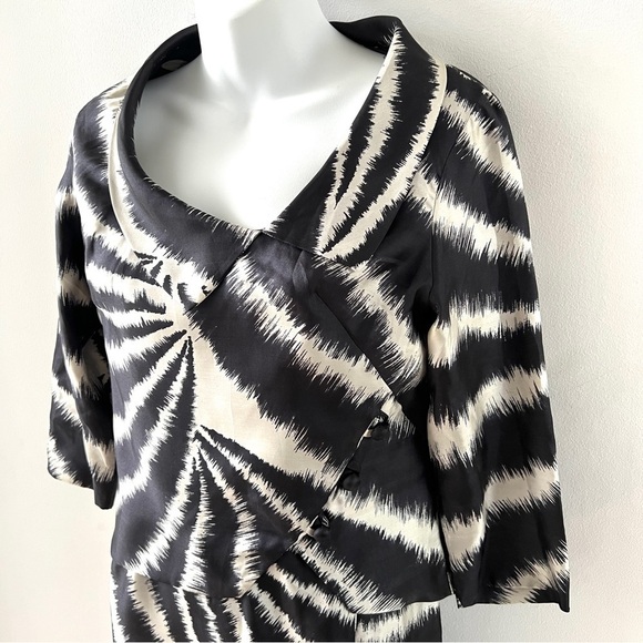 Vintage 50s 60s Silk Dress 2 Piece Rodolph Originals  Zebra Stripe Animal… - Picture 8 of 11